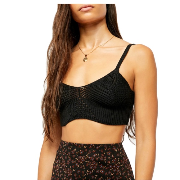Free People Black You Wanna Brami Crochet Bra Top - Picture 1 of 12